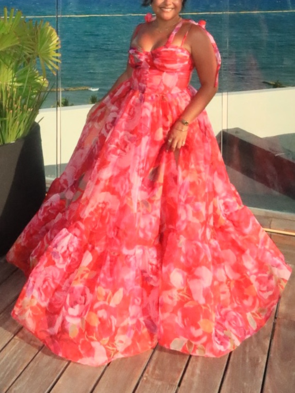 Windsor Pink Floral Spaghetti-Strap Maxi Dress